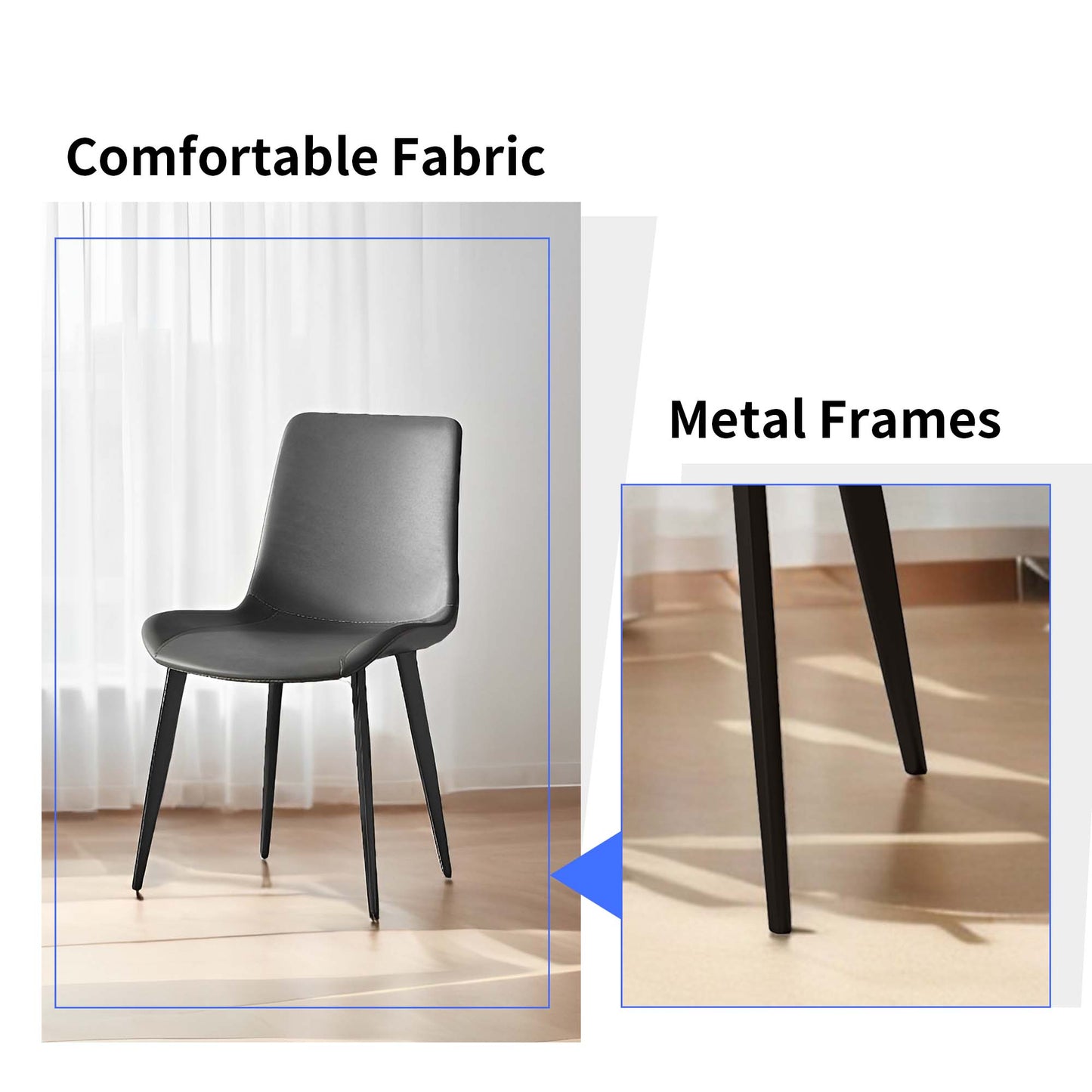 Modern Grey Dining Chairs Set of 4 - Upholstered Faux Leather