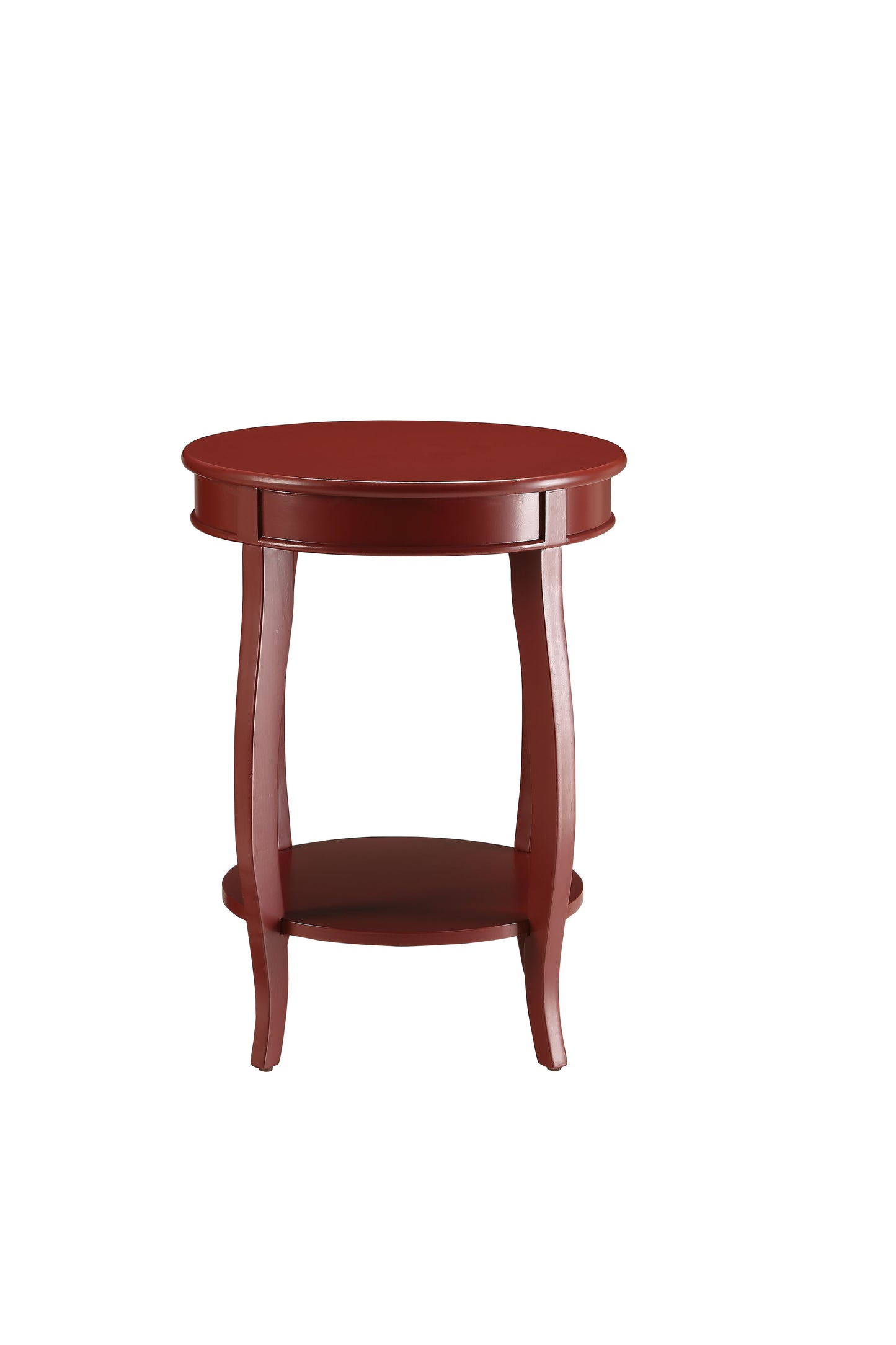 Aberta Red Finish Accent Table with Open Storage Shelf