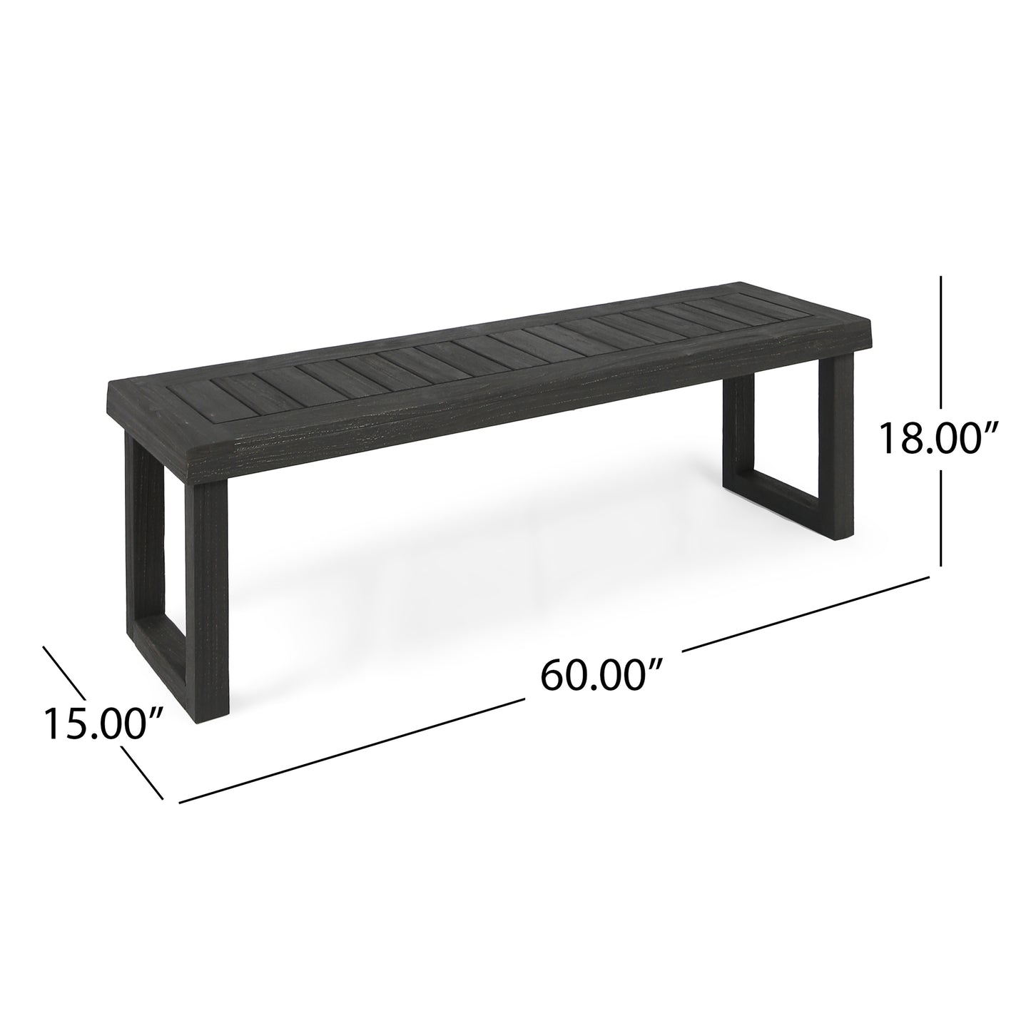 Outdoor Acacia Wood Dining Bench - Dark Grey