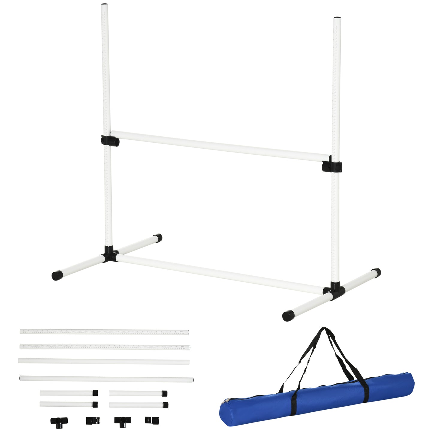 Dog Agility Training Equipment Set with Height-Adjustable Jump Poles - White, 4 Pieces