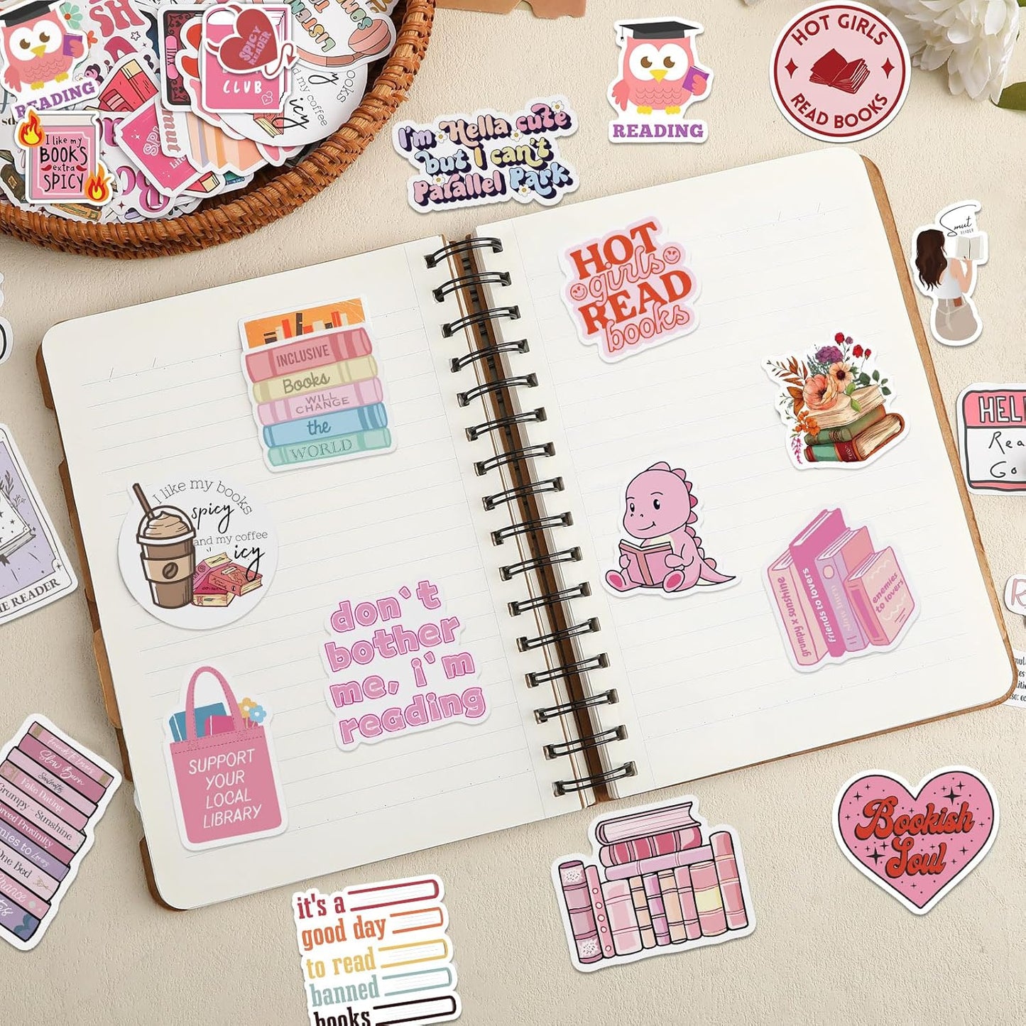 100 Pcs Aesthetic Book Stickers Set for Kindle & Scrapbooking
