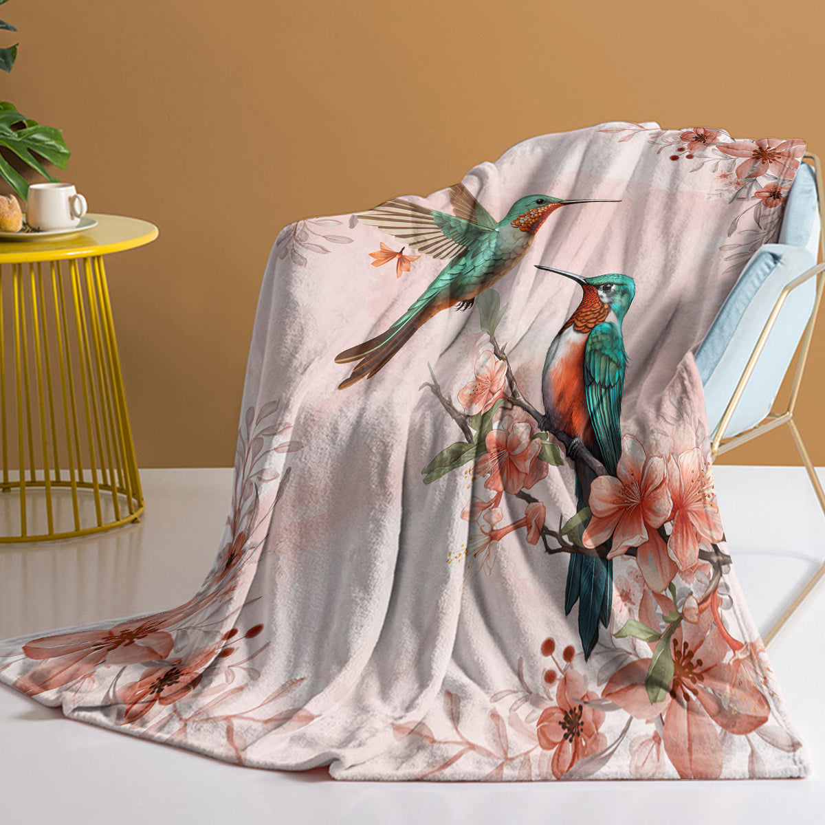 Multifunctional Floral Fleece Throw Blanket - Soft, Warm & Fluffy Outdoor & Home Use