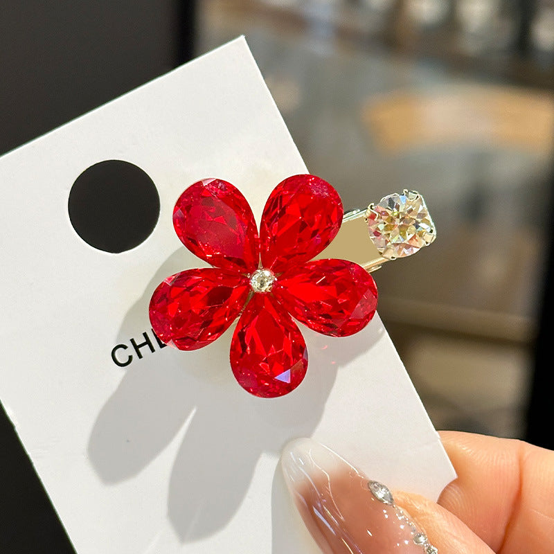 Elegant Crystal Flower Hair Clips - Side Barrettes for Women
