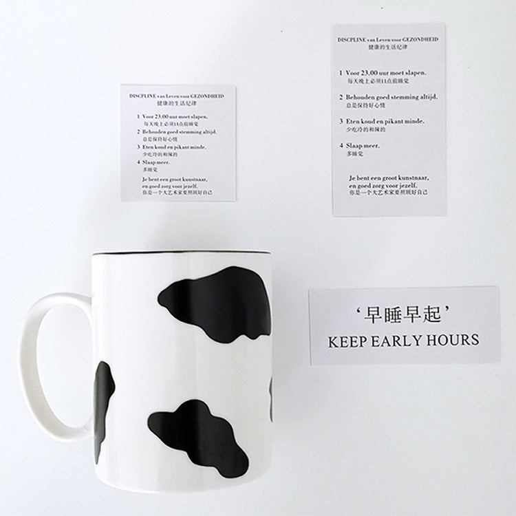 Creative Ceramic Milk Cup with Lid and Spoon - Cute Water Mug