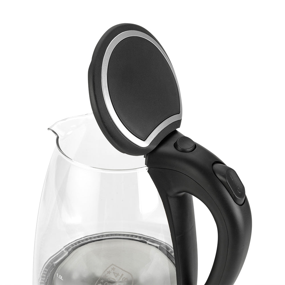 1.8L Electric Glass Kettle with Blue LED, Auto Shut-Off, 1500W