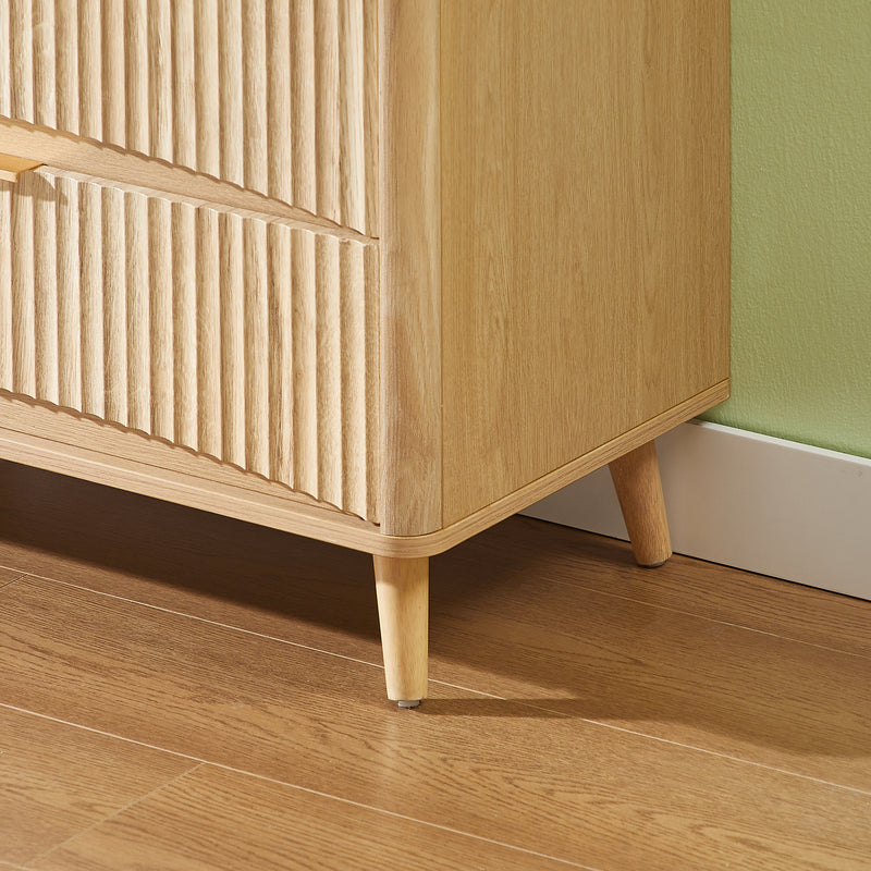 Fluted 3-Drawer Dresser - Mid-Century Modern Oak Storage Cabinet