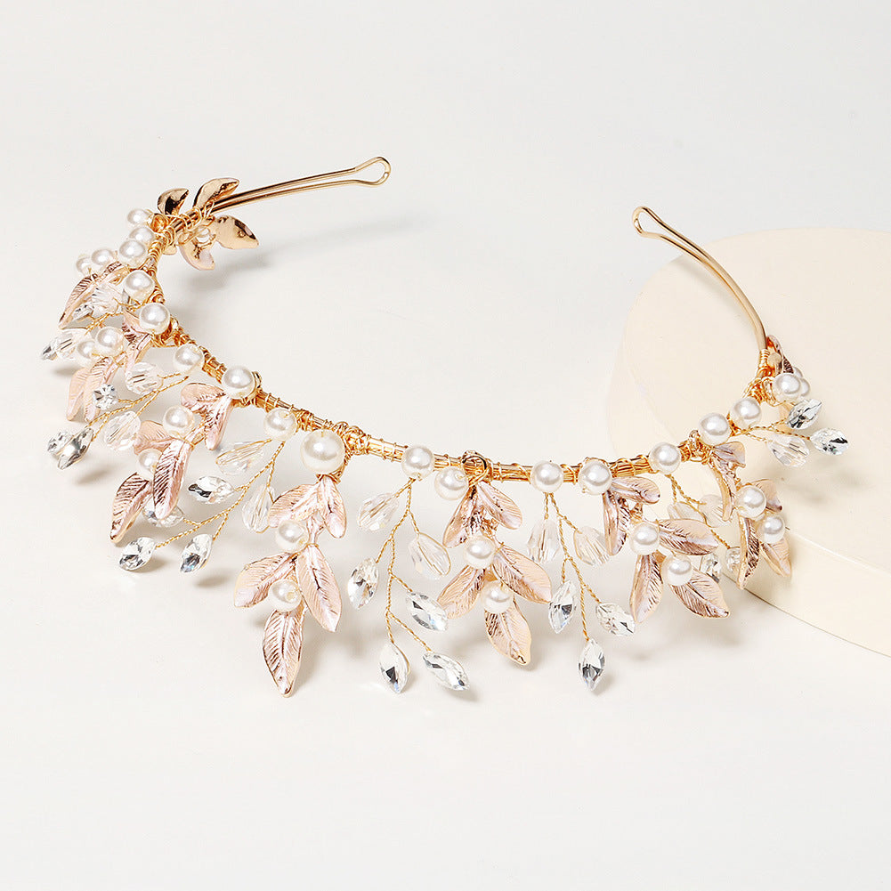 Gold Pearl Crown Hair Accessory