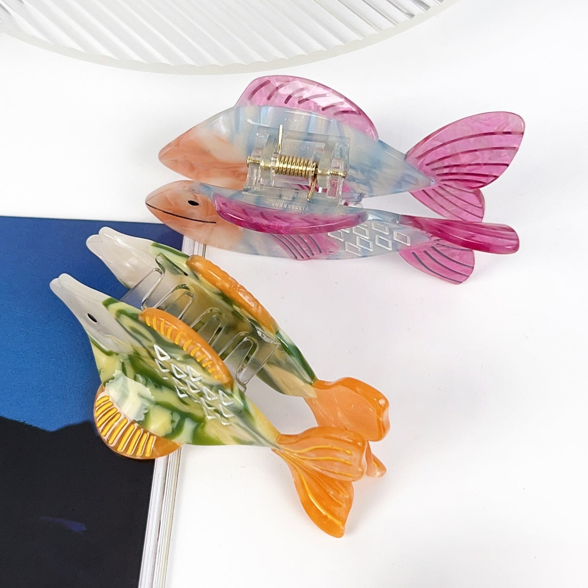 Goldfish-Shaped Acetate Hair Clip for Back of Head