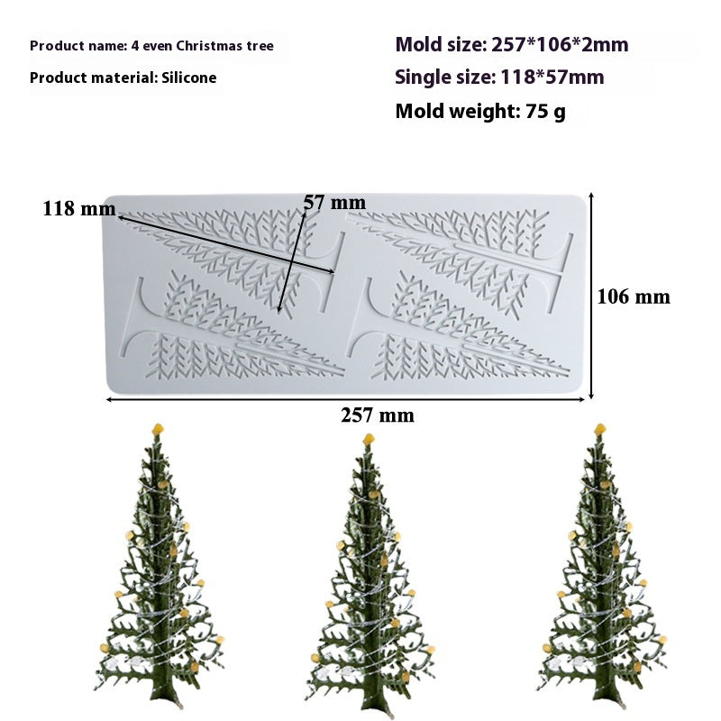 Christmas Tree Decoration Silicone Mold for Cake and Candy - Hollow Chip Swing Plate