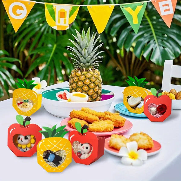 Cute 3D Summer Party Treat Boxes - 20 Pcs Apple & Pineapple
