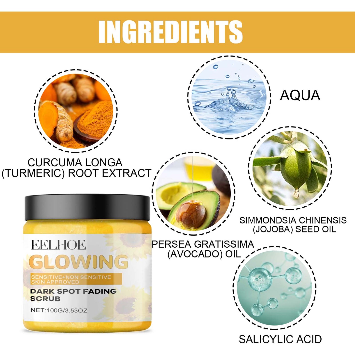 Turmeric Exfoliating Facial Scrub for Deep Pore Cleansing & Dark Spots