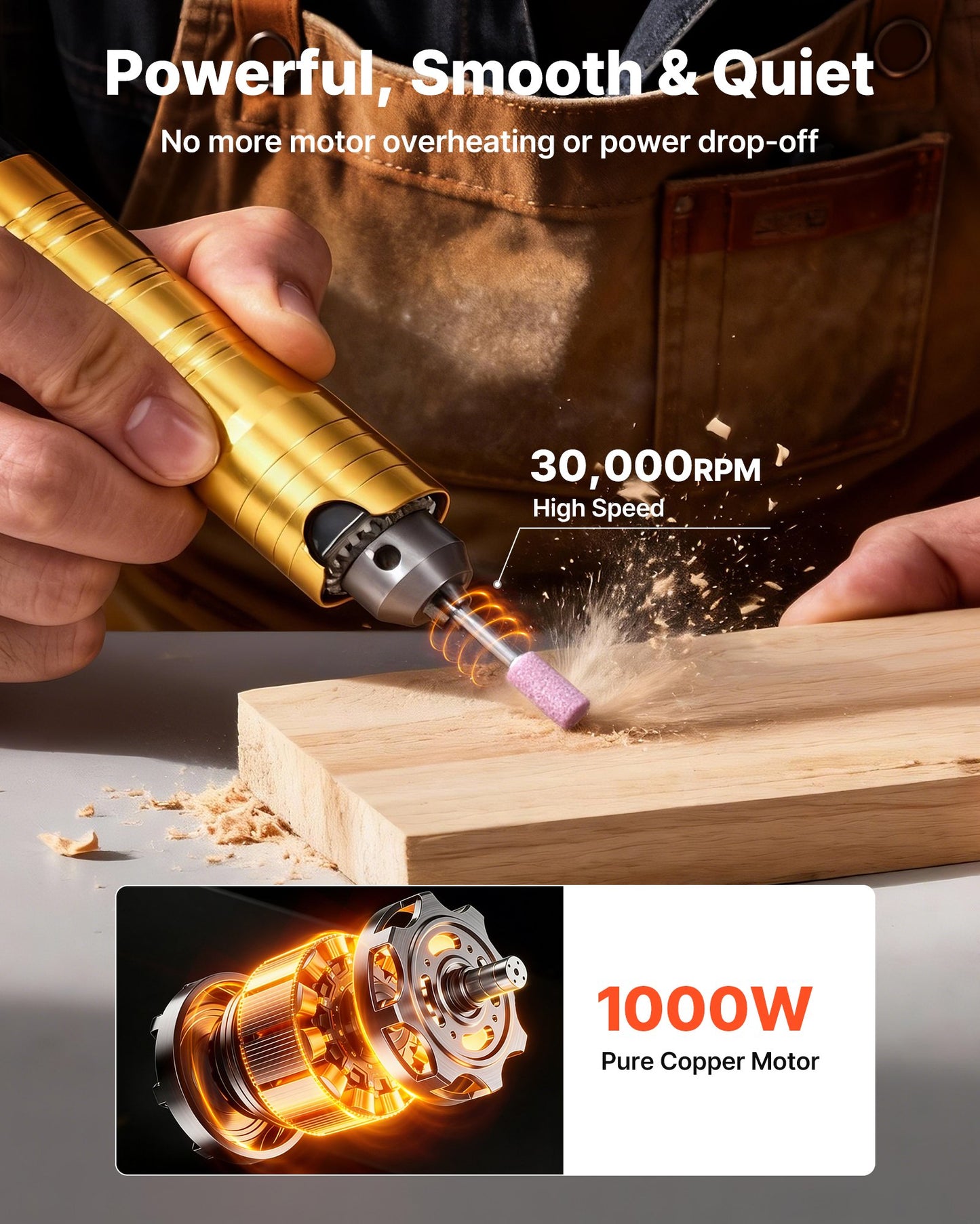 Electric Flex Shaft Grinder 1000W 30000RPM with Accessory Kit & Foot Pedal