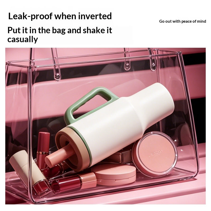 Large Capacity Insulated Water Bottle with Quick-Release Straw - 1100ml