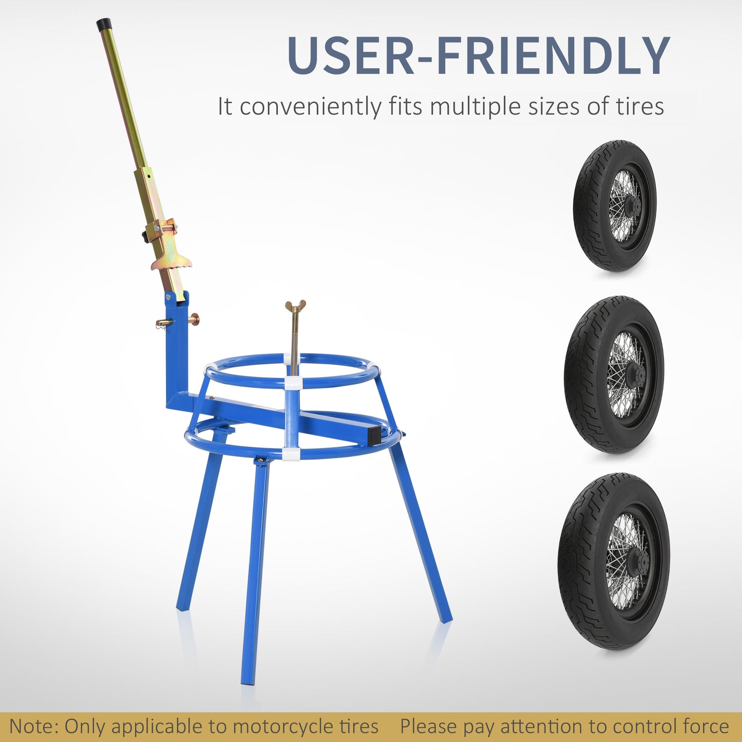 Motorcycle Tire Changing Stand Steel Tool with Adjustable Bead Popper 16-24 Inch