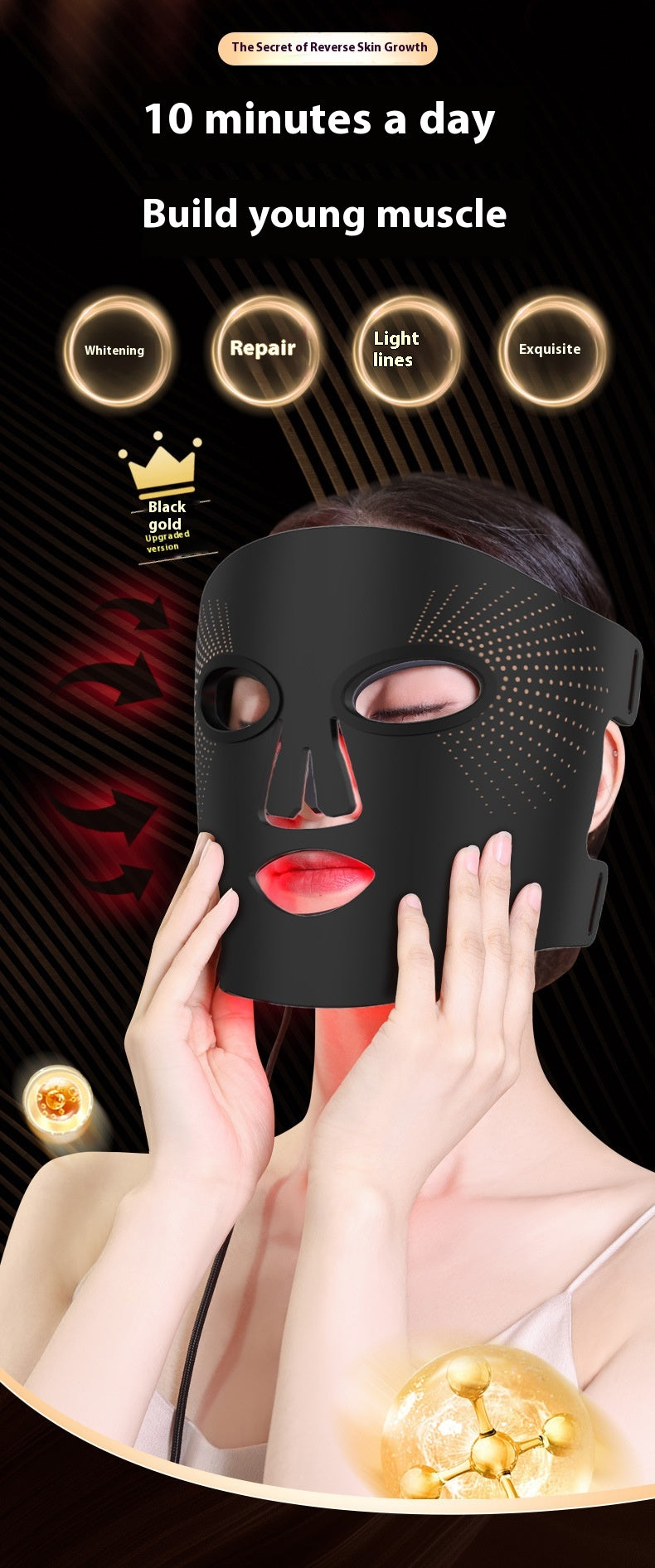 Photon Facial Mask LED Lamp for Skin Rejuvenation and Wrinkle Reduction