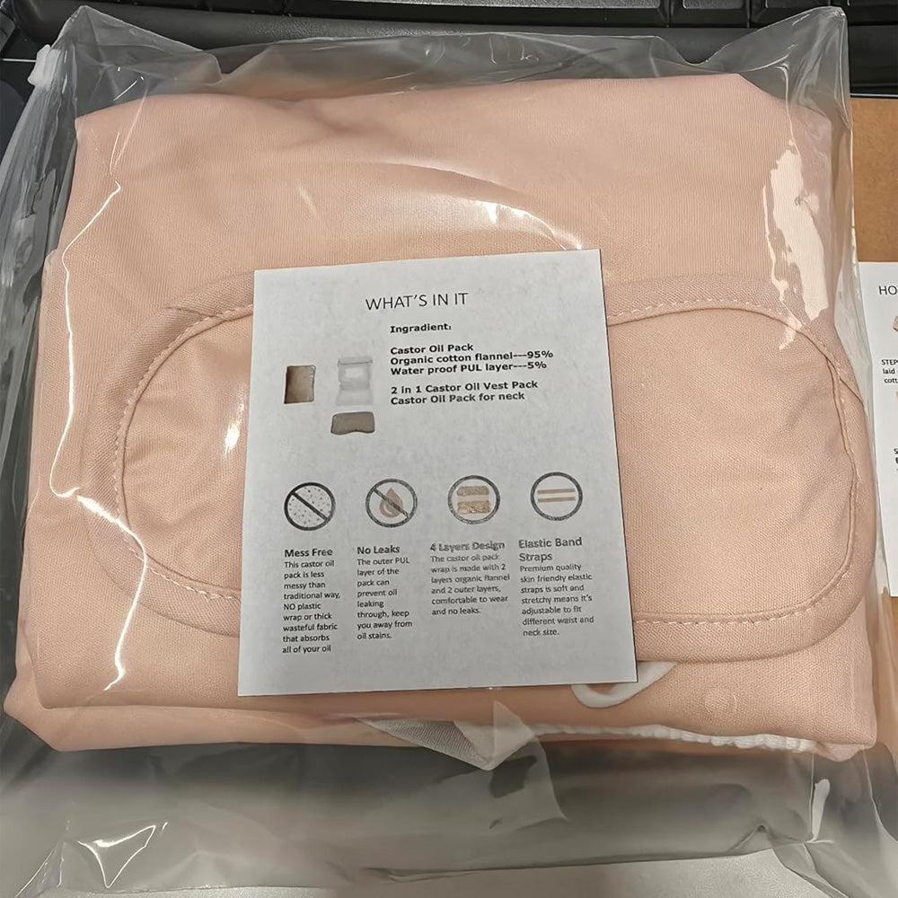 Reusable Castor Oil Vest Pack Wrap with 2oz Organic Cold Pressed Oil