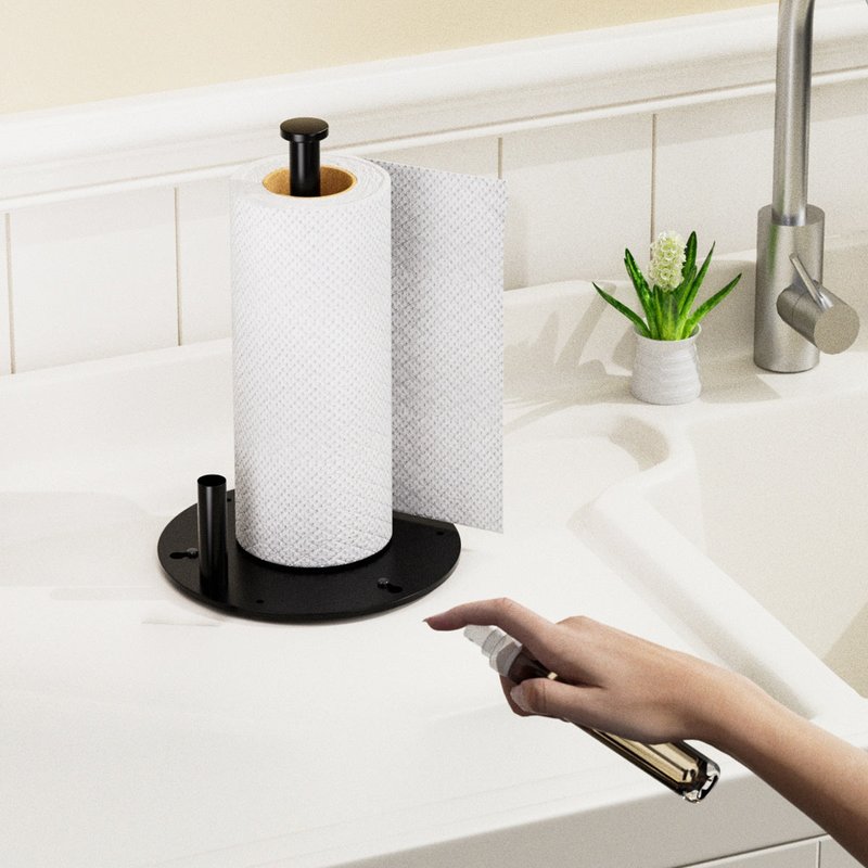 Kitchen Countertop Tissue Holder with Spray Bottle - Black