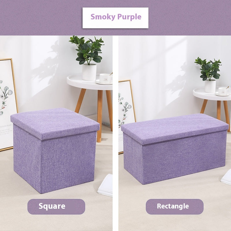 Foldable Shoe Storage Bench with Cotton Linen Upholstery - Multi-Color