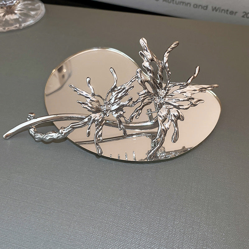 Liquid Metal Butterfly Hairpin for Women - Copper Hair Accessory with Electroplated Finish