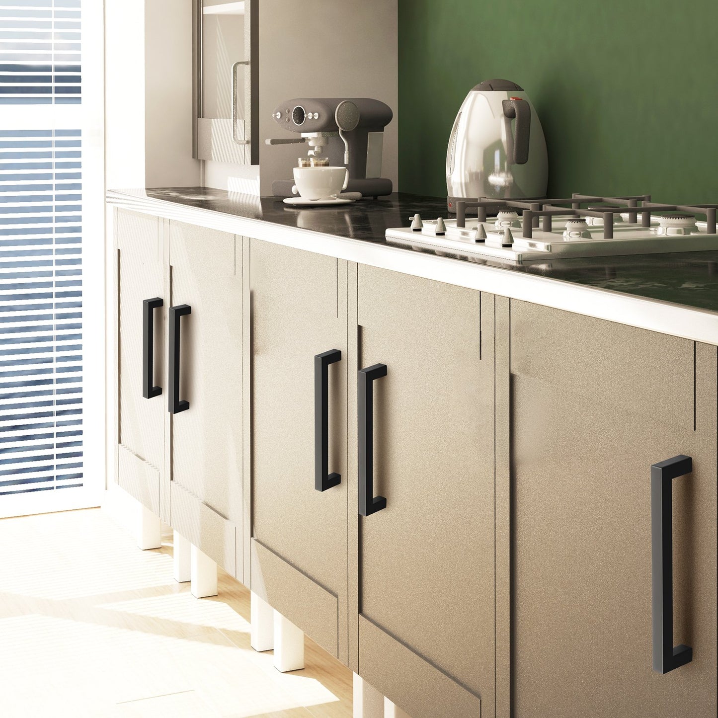 Matte Black Cabinet Pulls - 30 Pack Slim Square Stainless Steel Handles