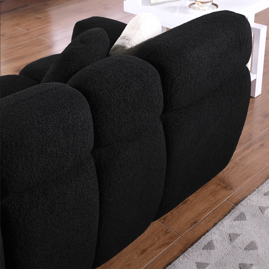 Beige Boucle 2-Seater Sofa - Medium-Soft Seating