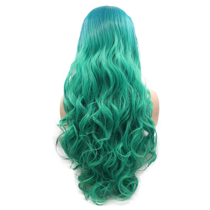 Women's Lace Hair Wig - Green Synthetic Fashion Hair Extension