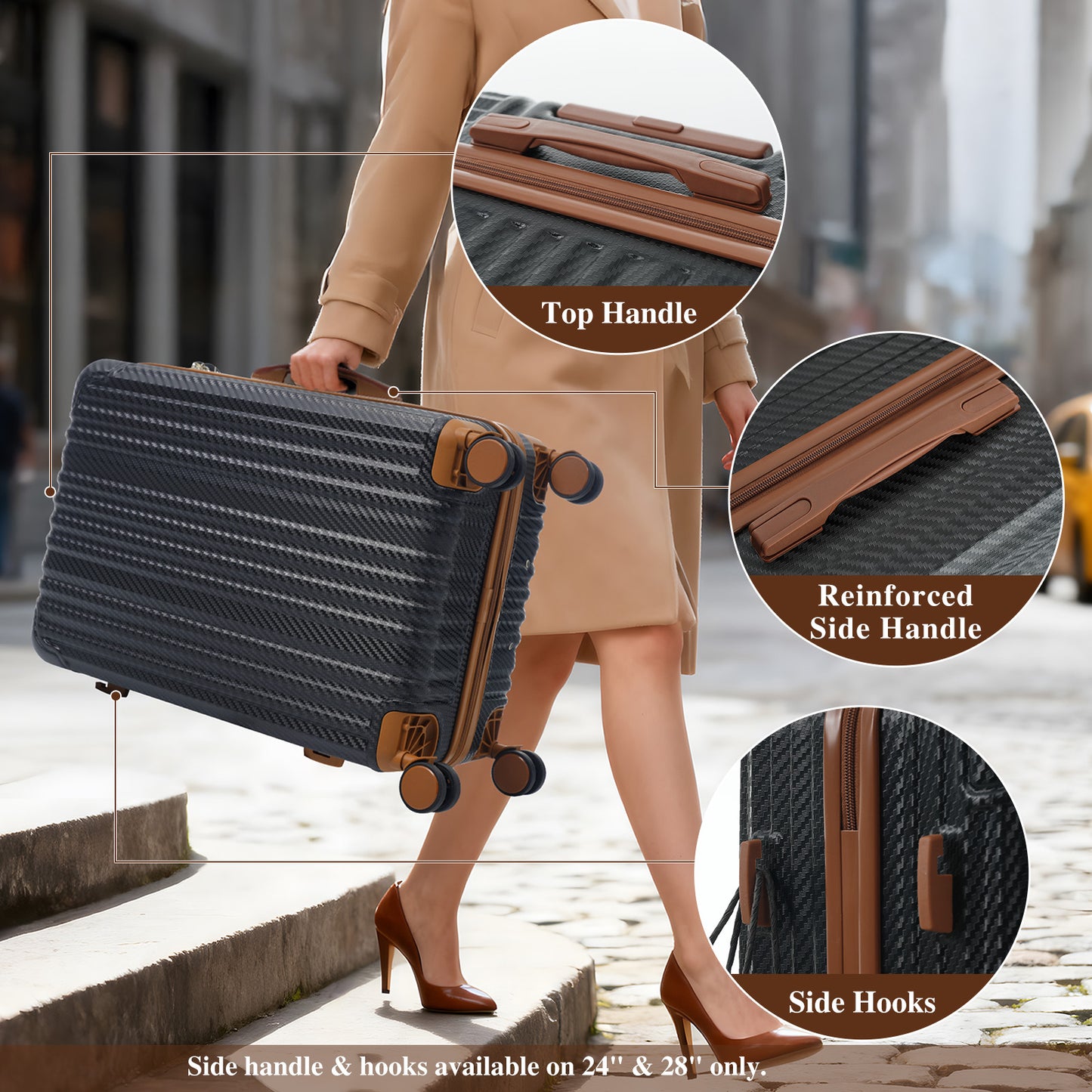 6-Piece Hardshell Luggage Set with Spinner Wheels & TSA Lock