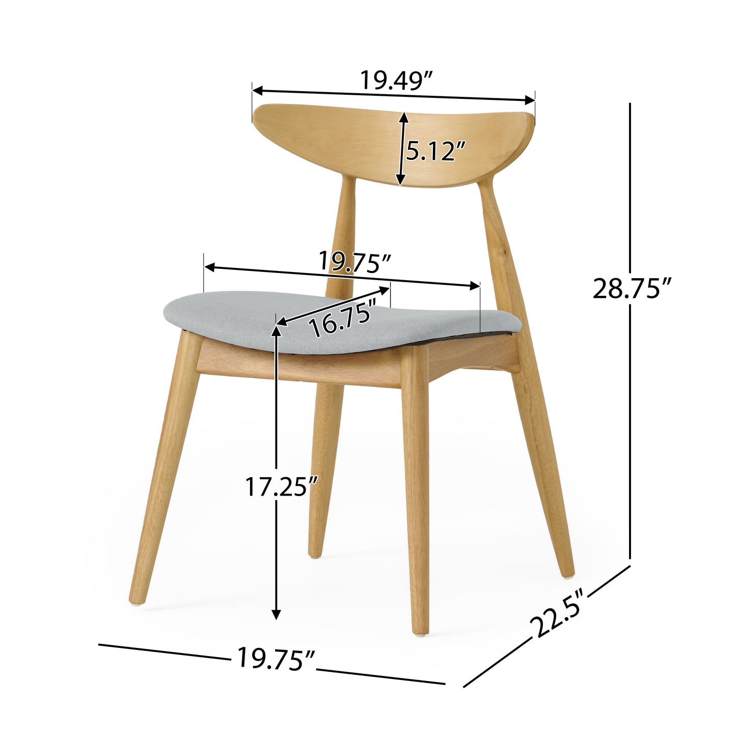 Set of 2 Ergonomic Retro Dining Chairs - Natural Beige