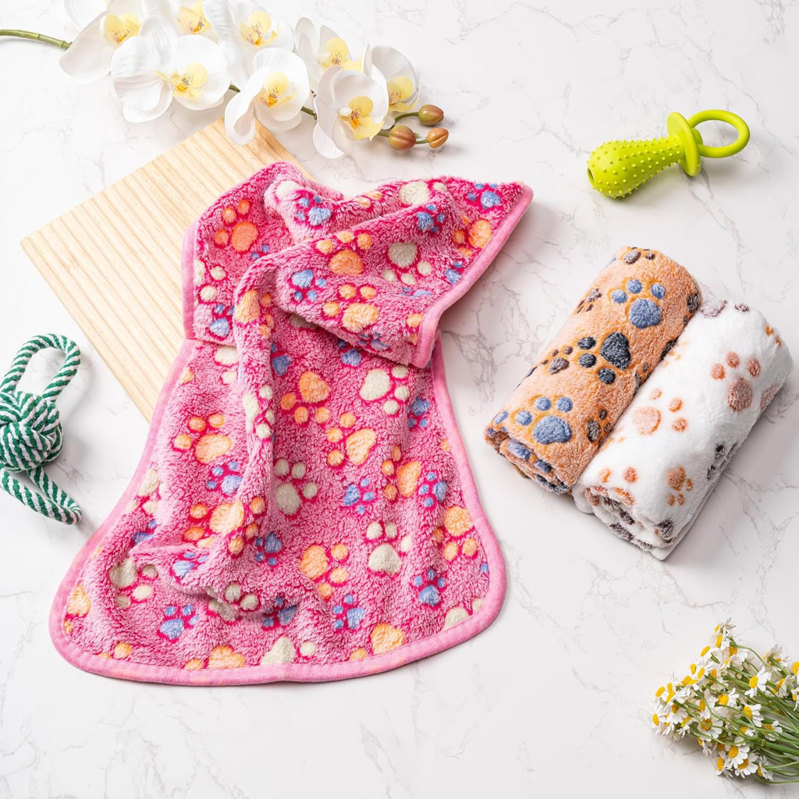 Multicolor Fluffy Pet Blanket Set - Soft Fleece Quilts for Cats & Dogs