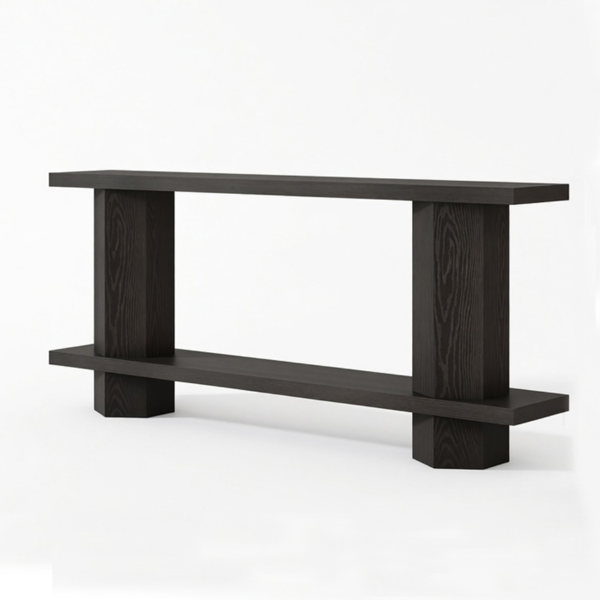 Sturdy Long Console Table with Unique Hexahedron Legs