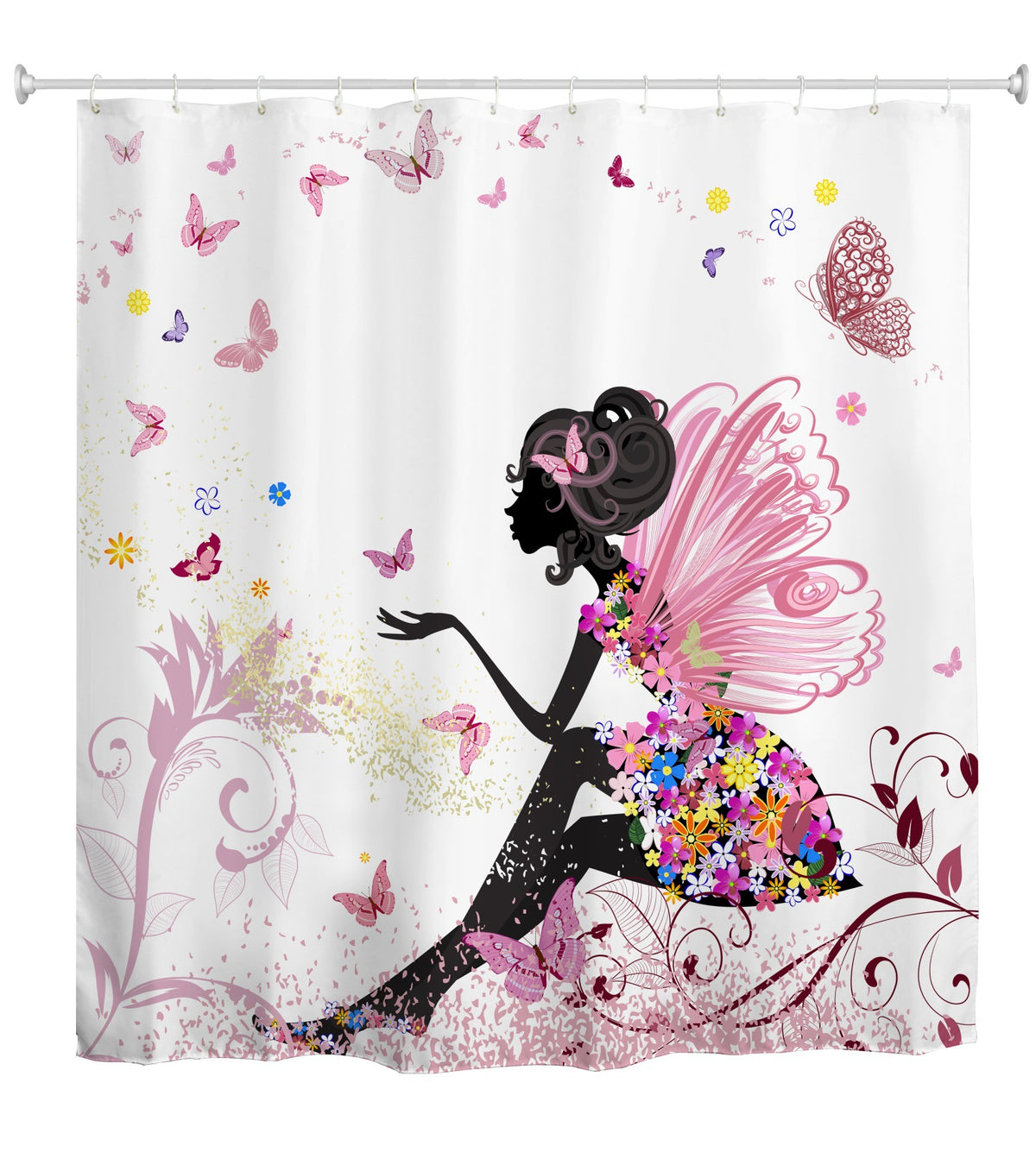 Waterproof Bathroom Shower Curtain with 12 Hooks - High-Quality Polyester