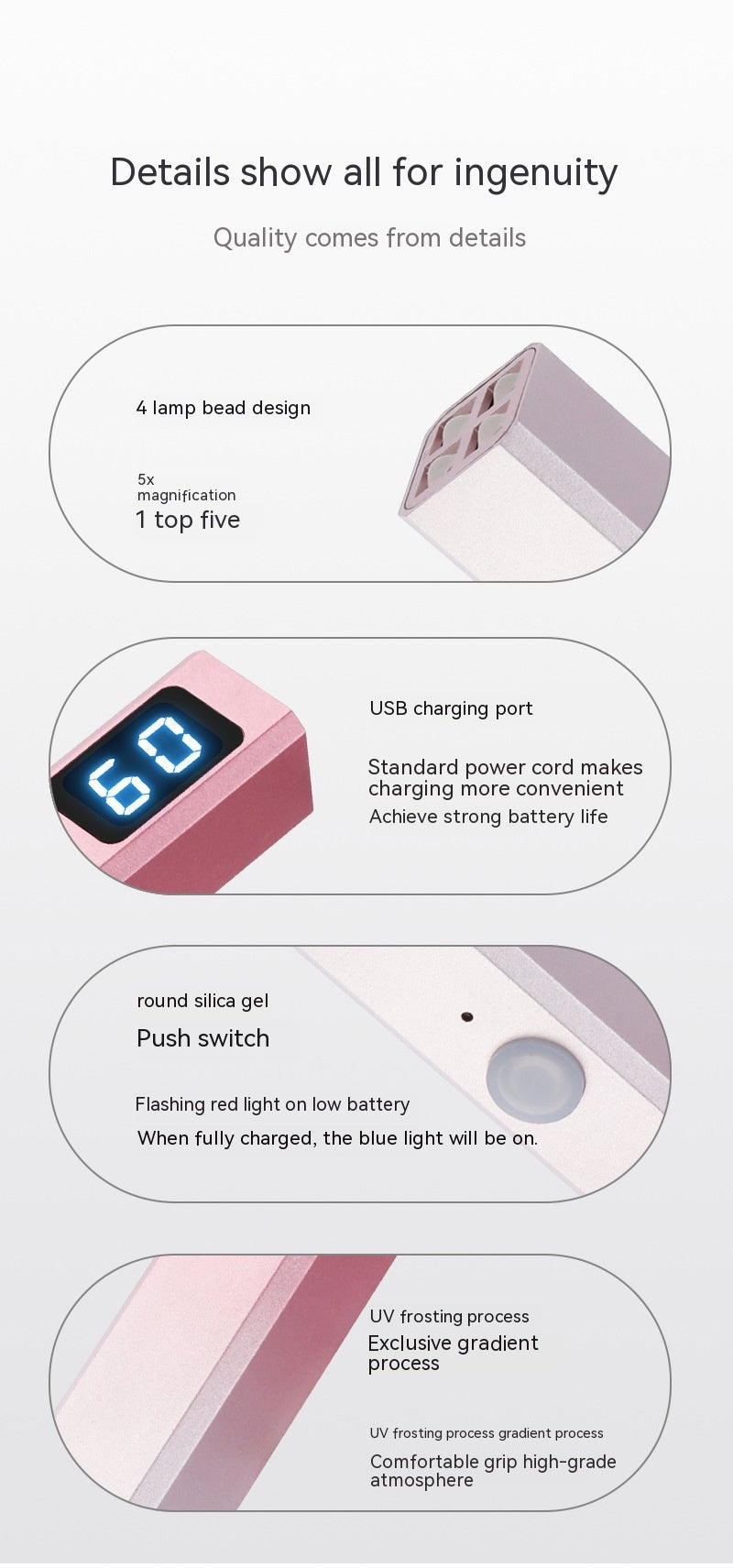 Portable Nail Lamp with Screen Display - Small Handheld Phototherapy Device