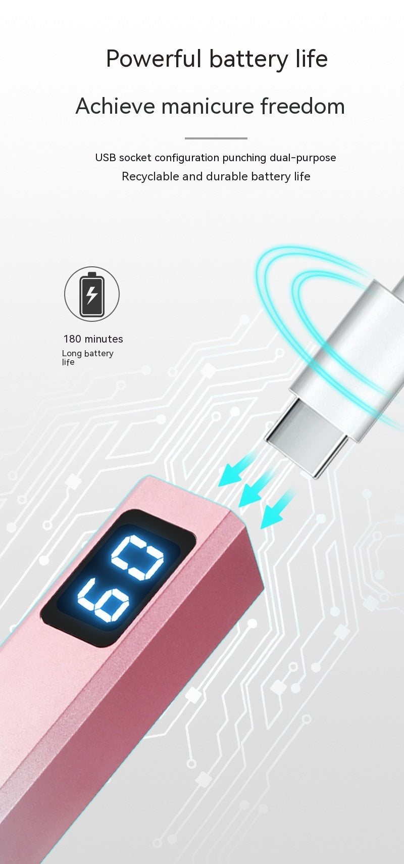 Portable Nail Lamp with Screen Display - Small Handheld Phototherapy Device