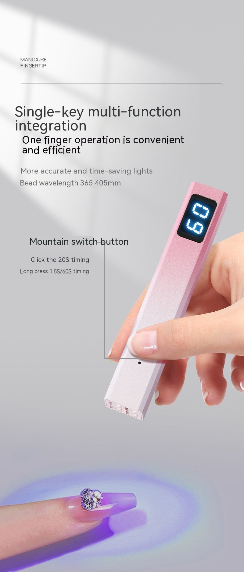 Portable Nail Lamp with Screen Display - Small Handheld Phototherapy Device
