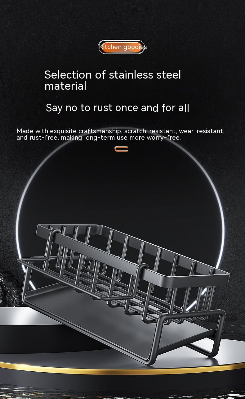 Multifunctional Kitchen Sink Drainage Basket Shelf - Black, Gray & White