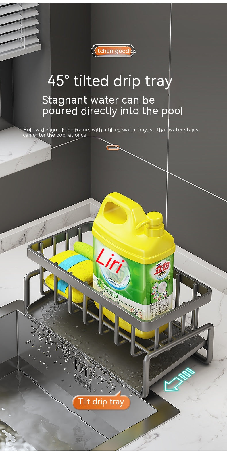 Multifunctional Kitchen Sink Drainage Basket Shelf - Black, Gray & White