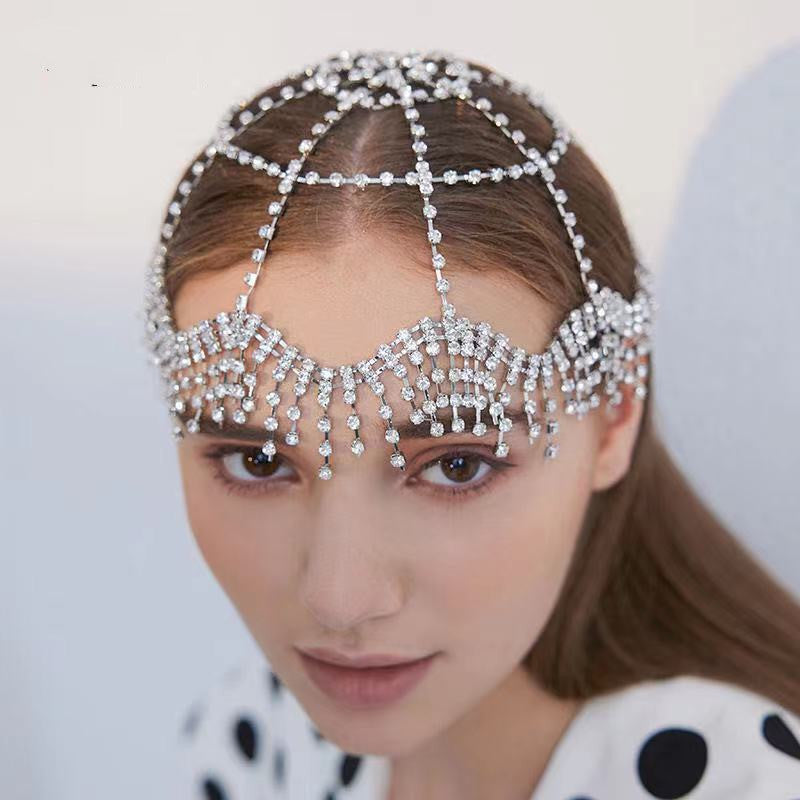 Rhinestone Tassel Hair Band - Heart Shape Headwear