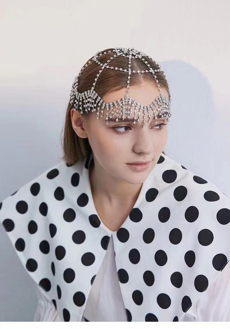 Rhinestone Tassel Hair Band - Heart Shape Headwear