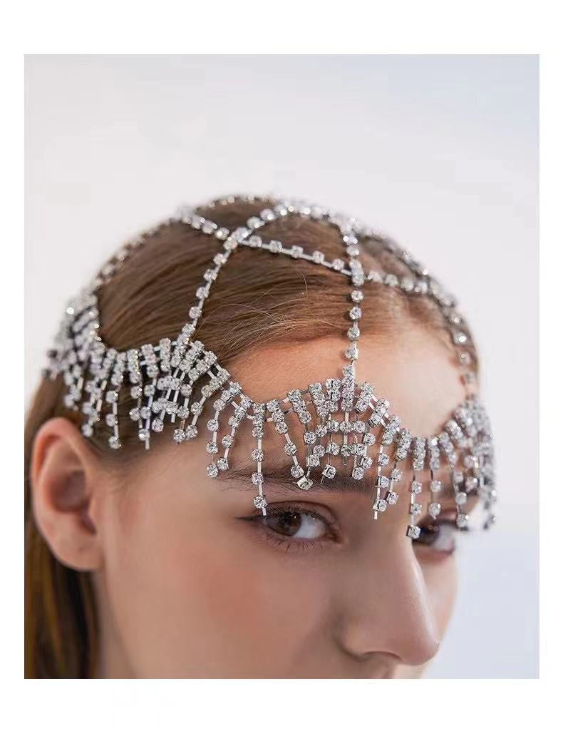 Rhinestone Tassel Hair Band - Heart Shape Headwear