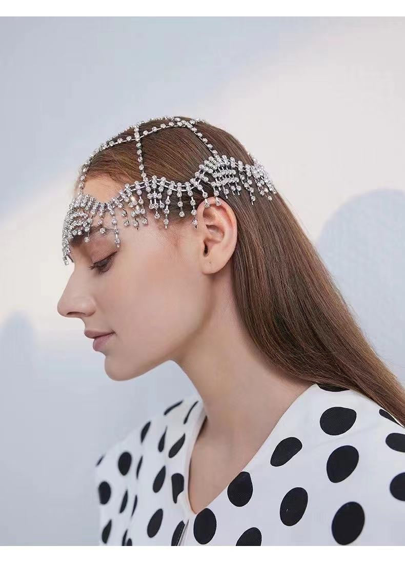Rhinestone Tassel Hair Band - Heart Shape Headwear