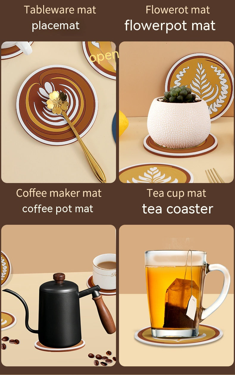 Anti-Scald Round Coffee Cup Mat - Thickened PVC Drink Coaster Set