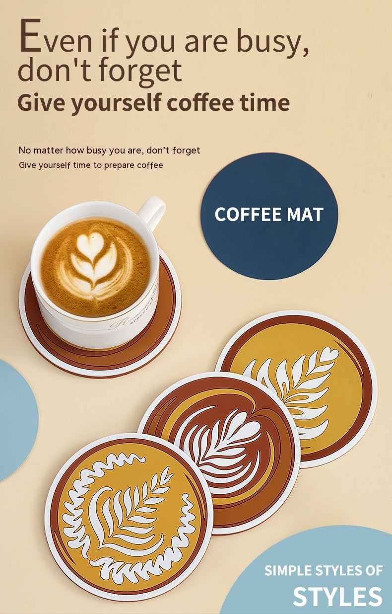 Anti-Scald Round Coffee Cup Mat - Thickened PVC Drink Coaster Set