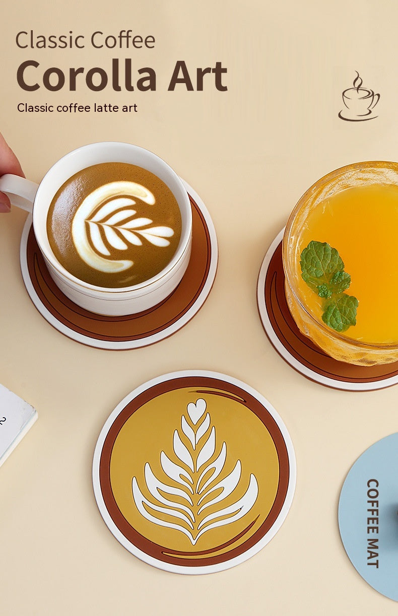 Anti-Scald Round Coffee Cup Mat - Thickened PVC Drink Coaster Set