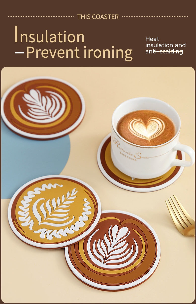 Anti-Scald Round Coffee Cup Mat - Thickened PVC Drink Coaster Set