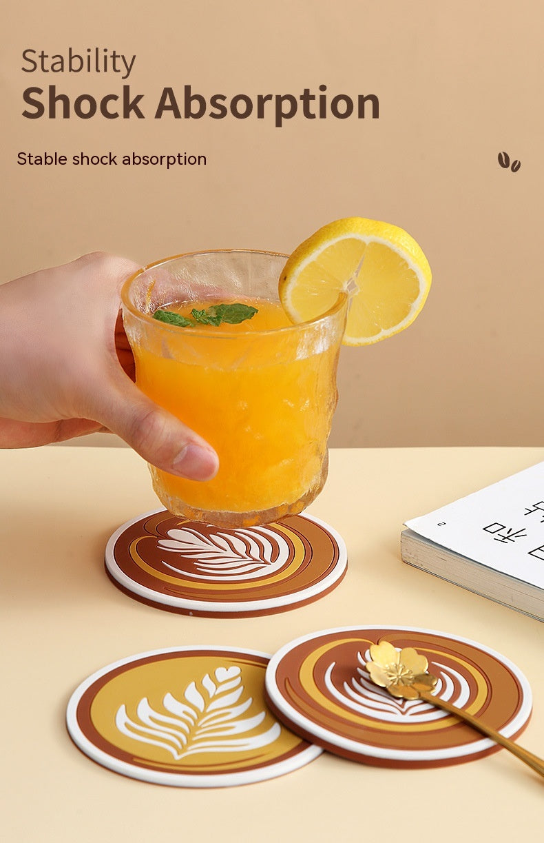 Anti-Scald Round Coffee Cup Mat - Thickened PVC Drink Coaster Set
