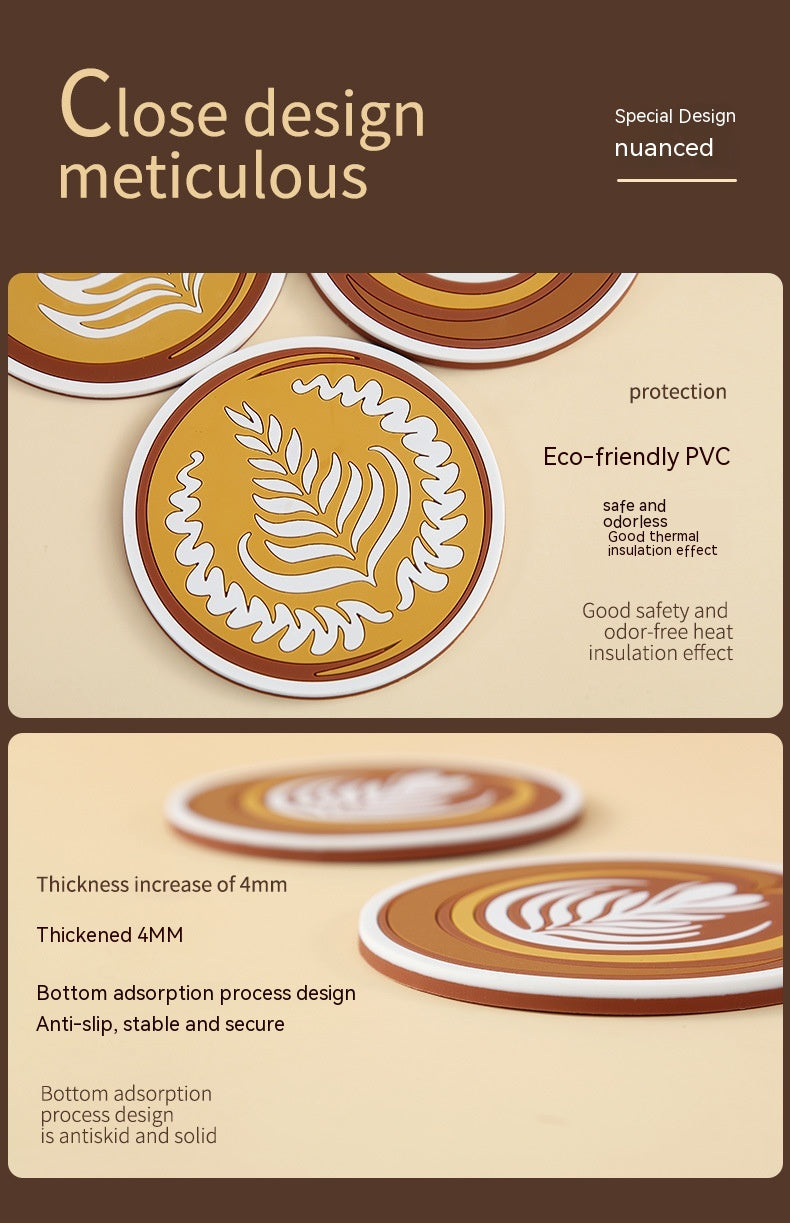 Anti-Scald Round Coffee Cup Mat - Thickened PVC Drink Coaster Set