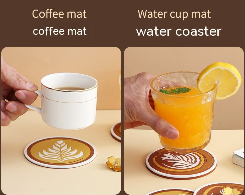 Anti-Scald Round Coffee Cup Mat - Thickened PVC Drink Coaster Set