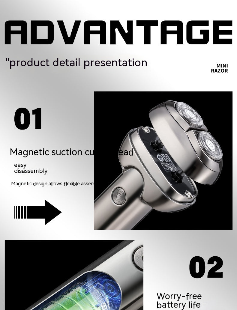 Rechargeable Electric Shaver for Men - Portable Brushless Razor
