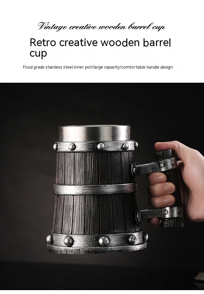 Large Capacity Beer Stein Mug with Handle - 600ML Stainless Steel Drinkware