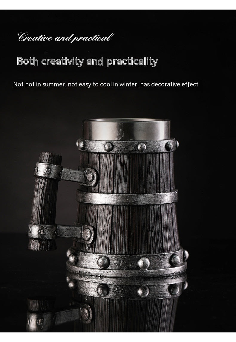 Large Capacity Beer Stein Mug with Handle - 600ML Stainless Steel Drinkware